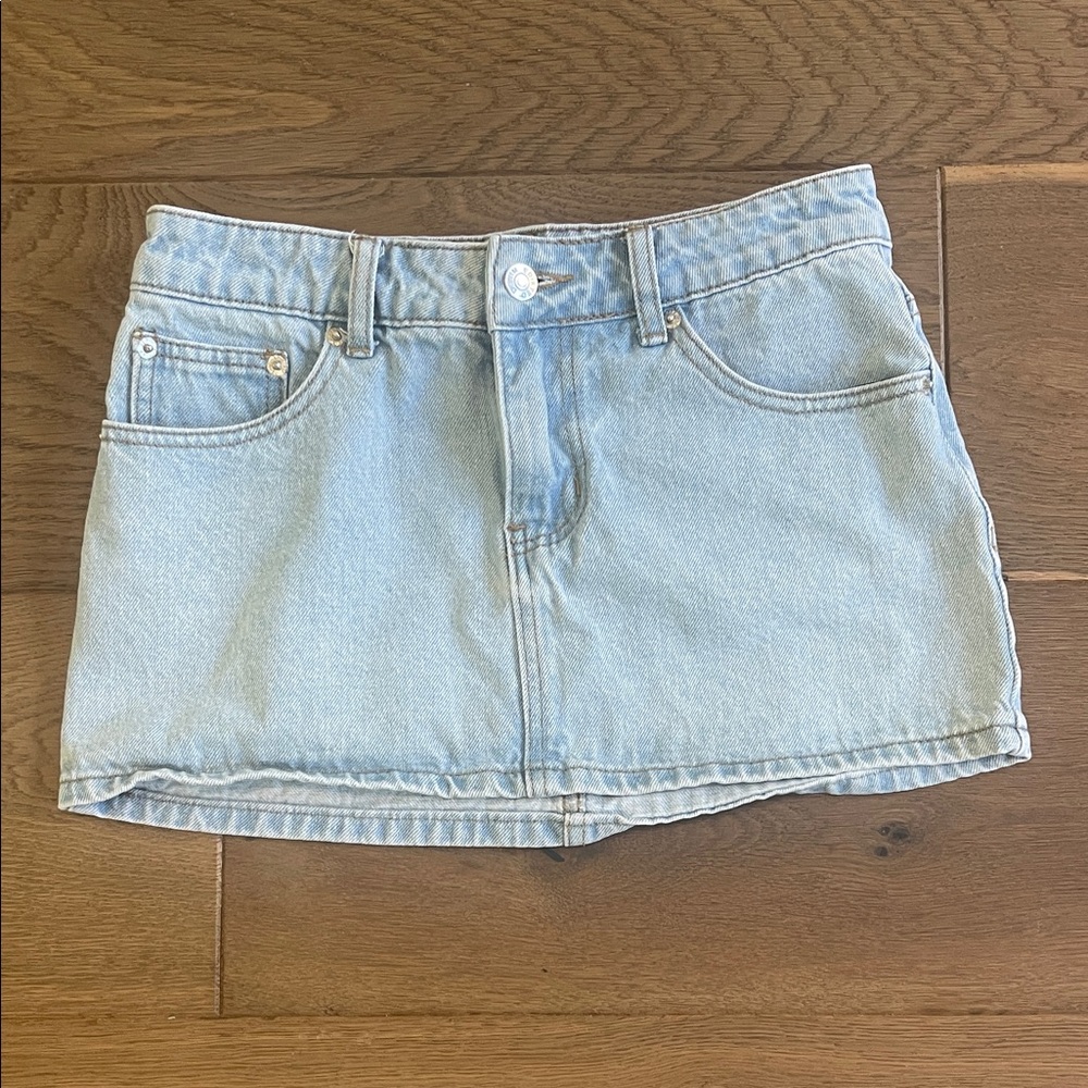 Edikted Light Blue Denim Mini Skirt